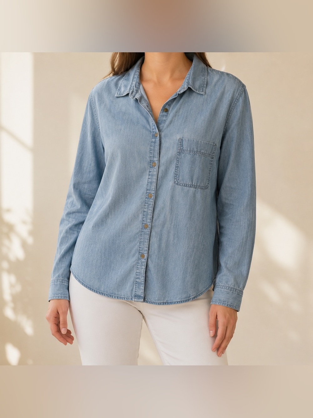 Susina Blue Chambray Button-Down Shirt Size XL